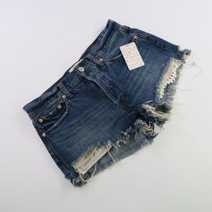 FREE PEOPLE Women Mini Shorts Size 28 Blue AVERY